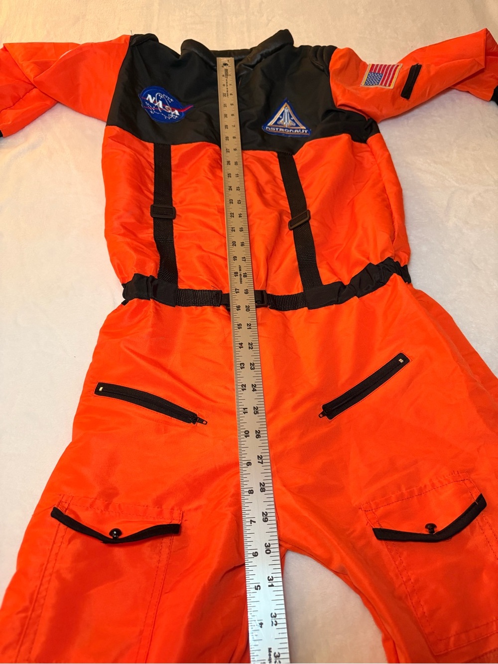Orange Astronaut Kids Costume Jumpsuit size: L - Picture 8 of 9